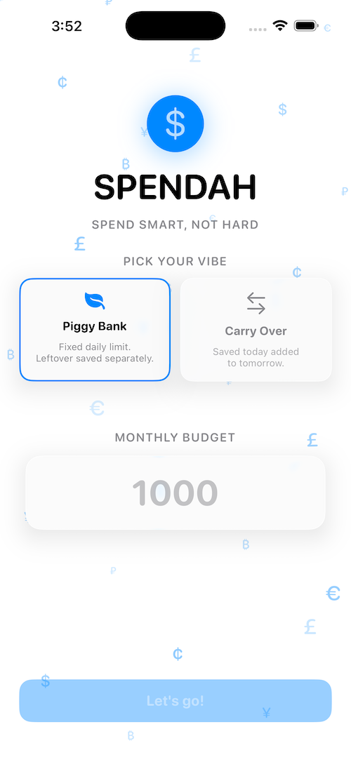 Spendah showing a daily budget on iPhone